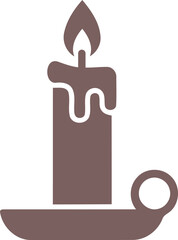 Obraz premium Flat icon design of a burning candle resting on a simple vintage candle holder