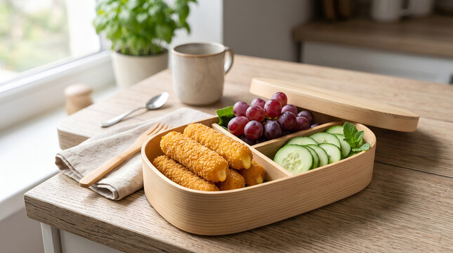 National String Cheese Day healthy lunch box with mozzarella sticks