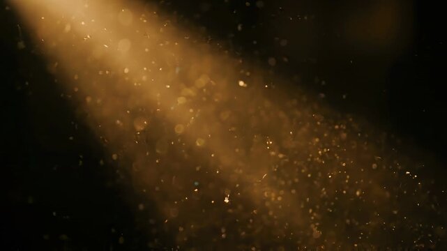Pitch-Black Room with Amber Undertones and Diagonal Ray Floating Cinematic Dust