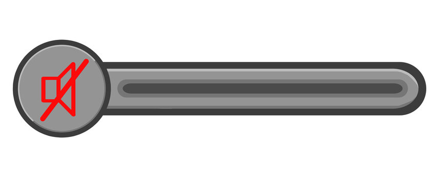 Flat style muted sound slider bar graphic icon for multimedia control panel user interface design