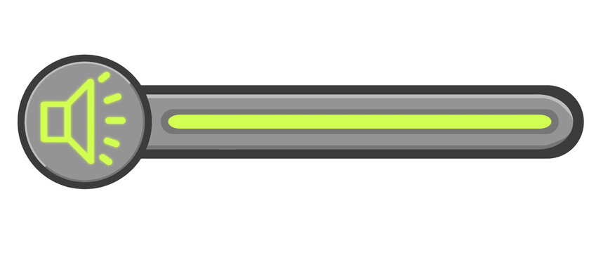 Modern flat audio volume slider bar graphic element with speaker icon for media player user interface control panel