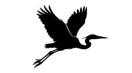 Fototapeta premium Black silhouette of a flying heron in side view showing spread wings, vector icon for nature
