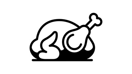 Naklejka premium Roasted turkey icon for Thanksgiving dinner menus, holiday food signage, vector illustration