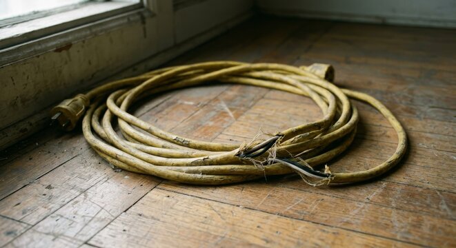 Old extension cord on floor