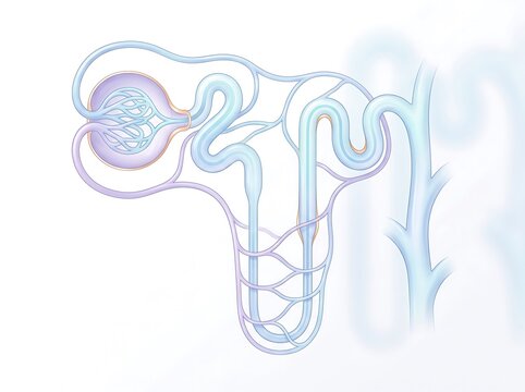 Nephron and glomerulus structure in human kidney renal system microscopic anatomy illustration with urine formation medical illustration glomerulus nephrology physiology filtration capillary