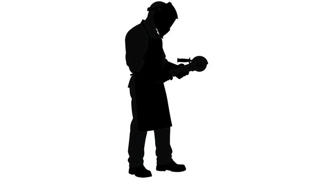 Silhouette of a man reading a book white background.