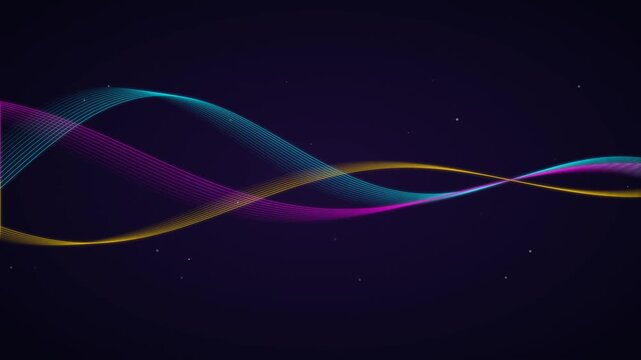 Abstract Motion Background Featuring Intertwining Colorful Neon Light Waves.