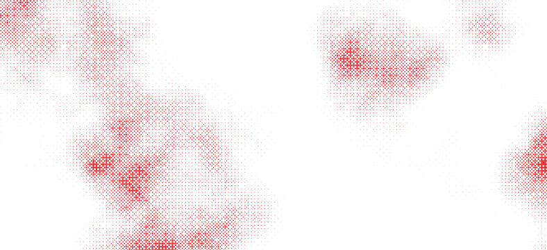 Red pixelated bitmap texture with dither gradient, 8-bit halftone dots and fading raster effect. Vector pop art background for arcade gaming, banners and posters.