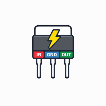 Electronic transistor symbol with lightning bolt icon vector design