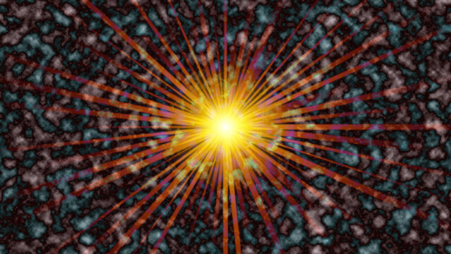 Golden cosmic explosion with starburst rays