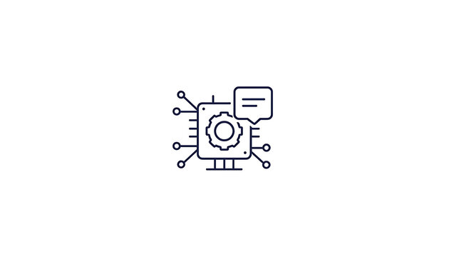 Central processing unit chip with gear mechanism and dialogue bubble icon processor mechanism dialogue technology computer hardware electronic