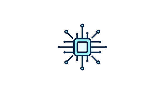 Central processing unit cpu microchip icon with electronic data circuits processor microchip electronics technology computer hardware computing