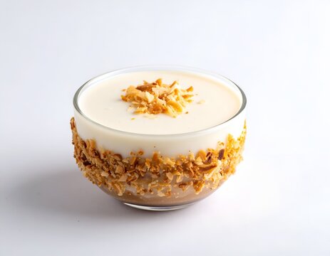 Creamy coconut pudding with granola topping