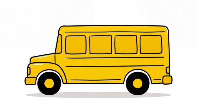Watercolor hand drawn yellow school bus vehicle, student transportation transit graphic illustration on clean white background for commercial educational design projects and digital learning portals w