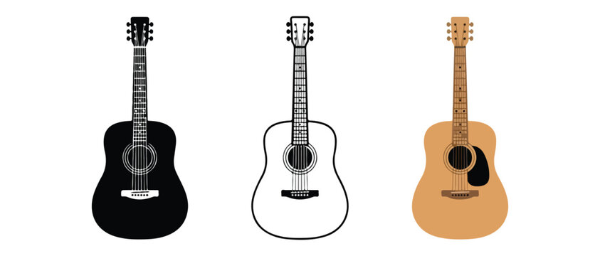 Acoustic Guitars Isolated on Transparent Background for Music and Design Projects