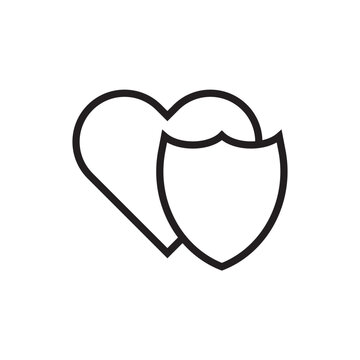 Heart Shield Line Icon for Healthcare Protection Vector