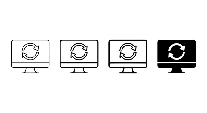 Computer Refresh Icons, Reload Symbols, Update Graphics, Sync Arrows Set