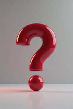A Shiny Red Question Mark Symbol with a Matching Sphere Below, Representing Inquiry and Uncertainty
