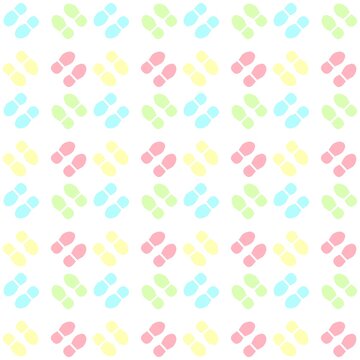 Human footprint seamless pattern. Seamless shoeprint pattern background. Sole print pattern background. Colorful human footprint background.