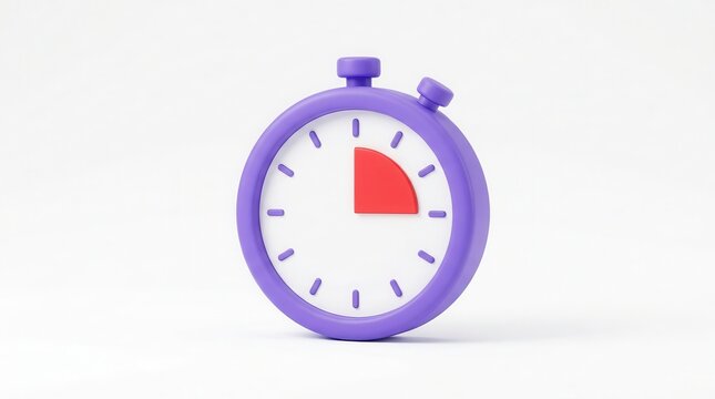A 3d stopwatch icon featuring a minimalistic cartoon design.