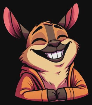 Funny cartoon animal concept digital illustration, smiling face cute