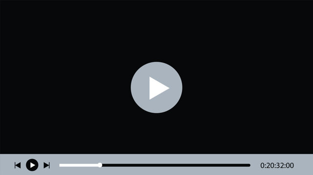 Dark Mode Video Player Interface Vector Template with Play Button Overlay and Timeline
