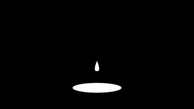 Minimalist animation of a white droplet falling into a pool on black background. 4K Video