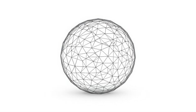 Dense polygonal wireframe sphere constructed from intricate intersecting lines and vertices with polygonal ball mesh structure geometric sphere digital model complex mesh abstract globe geometry