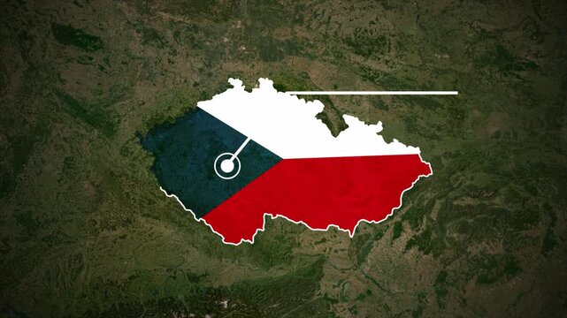 Czech Republic Country Map in Red White and Blue, Czechia Political Map with National Flag Design, Czech Republic Map Highlighted in National Flag