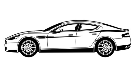 Naklejka premium Sleek Modern Sports Car Silhouette Side View.