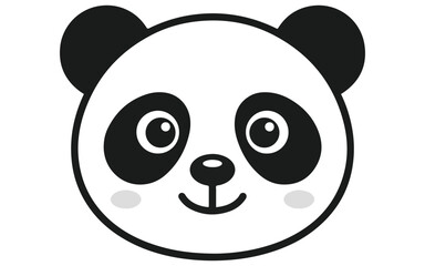 Fototapeta premium Dark gray panda face icon with white highlights and circular eyes