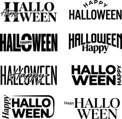 Obraz premium Happy Halloween typographic designs with varied fonts and styles for seasonal celebration