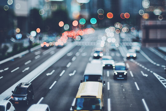 大阪の道路ぼかし風景
