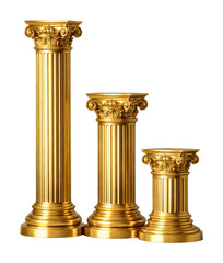 Fototapeta premium PNG Golden classical columns isolated on white background illustration