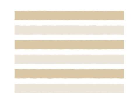 Abstract horizontal stripes pattern with irregular wavy edges in neutral beige and cream tones transparent background