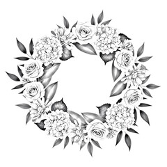 Elegant floral wreath line art illustration decorative element for invitations and greetings transparent background © MS PNG STORE