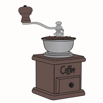 Vintage manual coffee grinder illustration