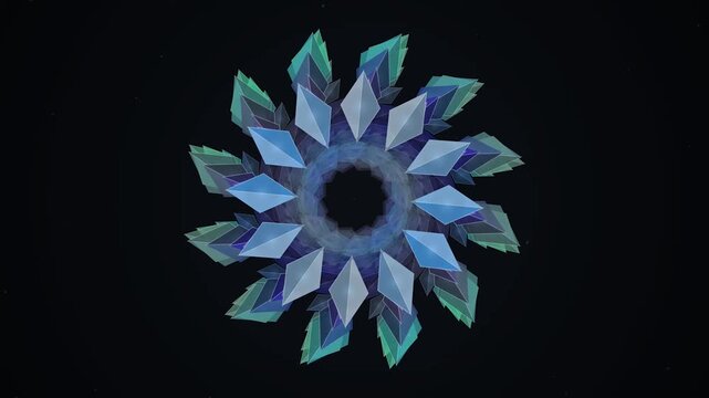 Crystal blue green flower shape design.