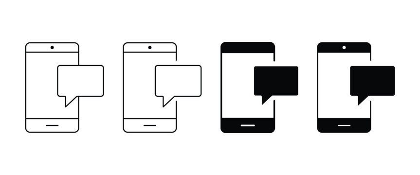 Chat Message Icon Set &ndash; Smartphone Text Bubble and Mobile Messaging Vector