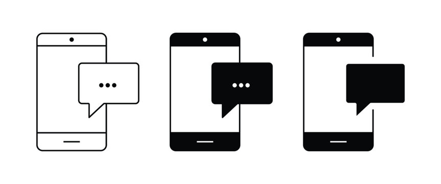 Chat Message Icon Set &ndash; Smartphone Text Bubble and Mobile Messaging Vector