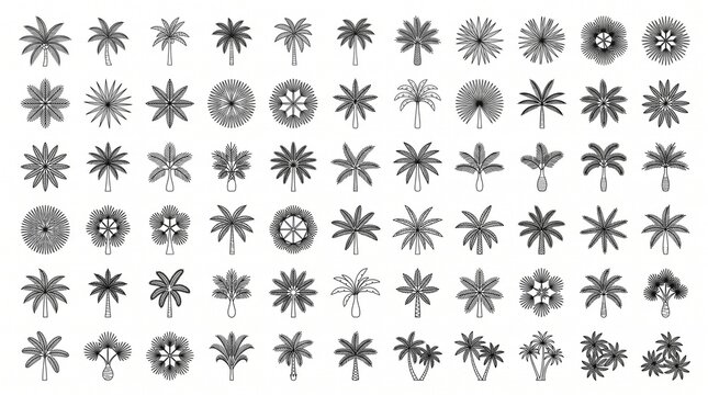 Palm Tree CAD Blocks Top View &ndash; Tropical Palm Plan Symbols for Landscape Architecture