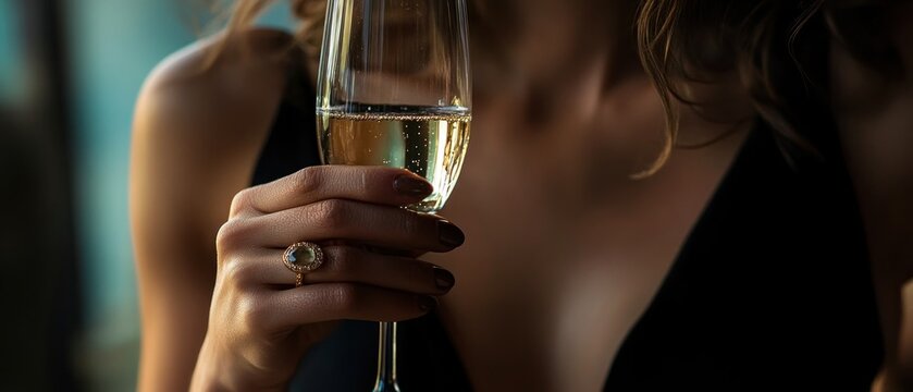 Woman toasting with champagne