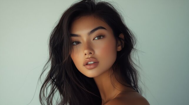 Portrait of a young woman with brown hair