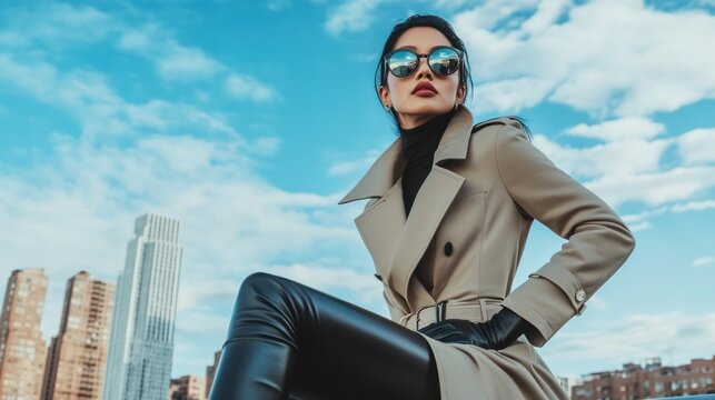 Stylish woman in sunglasses outdoors on a sunny day
