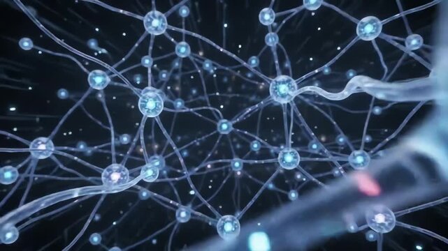 Abstract Animation of Intelligent Digital Ecosystem with Flowing Energy Pulses and Neural Pathways for Machine Learning Technology Background