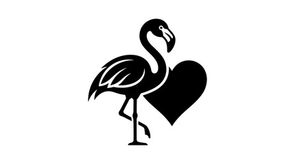 Naklejka premium Flamingo silhouette with heart shape bird graphic