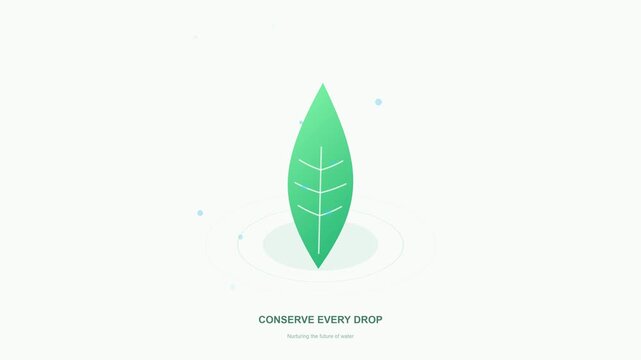 blue water drop and green leaf alternate on neutral background