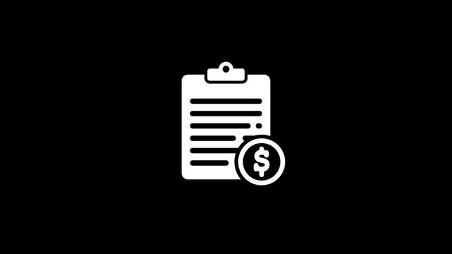 Financial document icon with dollar symbol, representing invoice, payment receipt, billing statement, accounting report, transaction record, financial management, business expenses, payments icon .