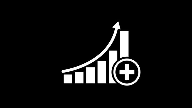 Business growth chart with upward arrow and medical cross symbol, healthcare investment, financial growth, success, increasing revenue, hospital business and health industry development concept.