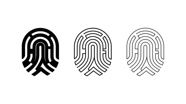 Fingerprint icons isolated on transparent background